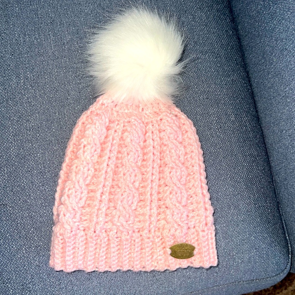 Hand crafted pink hat youth size